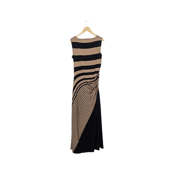 Soft Surroundings Here To Infinity Striped Maxi Dress Sleeveless Black Tan XL - Picture 3 of 5